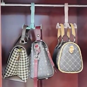 MK 8pk Handbag closet storage hooks protect and organize your purses ties belts
